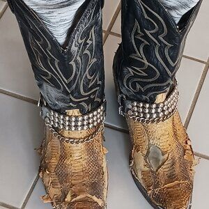 Vintage Men's Snakeskin rocker boots w/boot cuff